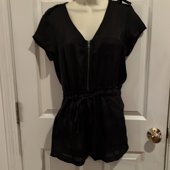 French Connection Pants - French Connection UK size 8 black dressy romper  front zip V- neck